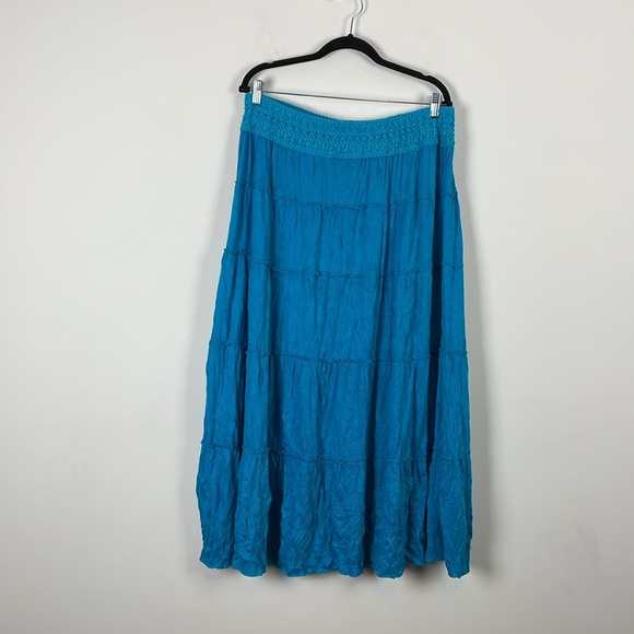 INC International Concepts Flowy Boho Drawstring Waist Tiered Gauze Maxi Skirt - Picture 4 of 8